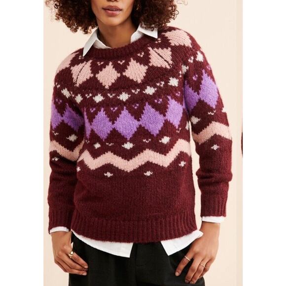 Vero Moda Fair Isle Sweater Womens L Nwt Nordic - Picture 1 of 6